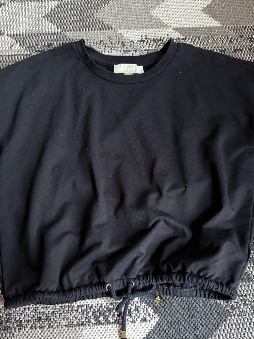 MICHAEL Michael Kors Black Drawstring Hem Crewneck Sweatshirt